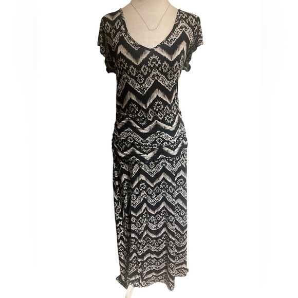 Torrid Size 1 Black White Layered Maxi Dress Flowy Elegant Plus Size Dress - Picture 2 of 6